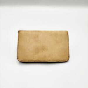 Buxton Beige Tan Leather Bifold Small Compact Wallet Card Holder ID Window